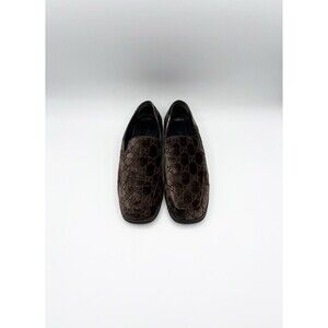 Gucci by Tom Ford Brown Velvet GG Logo Monogram Loafers Size EU 35.5
